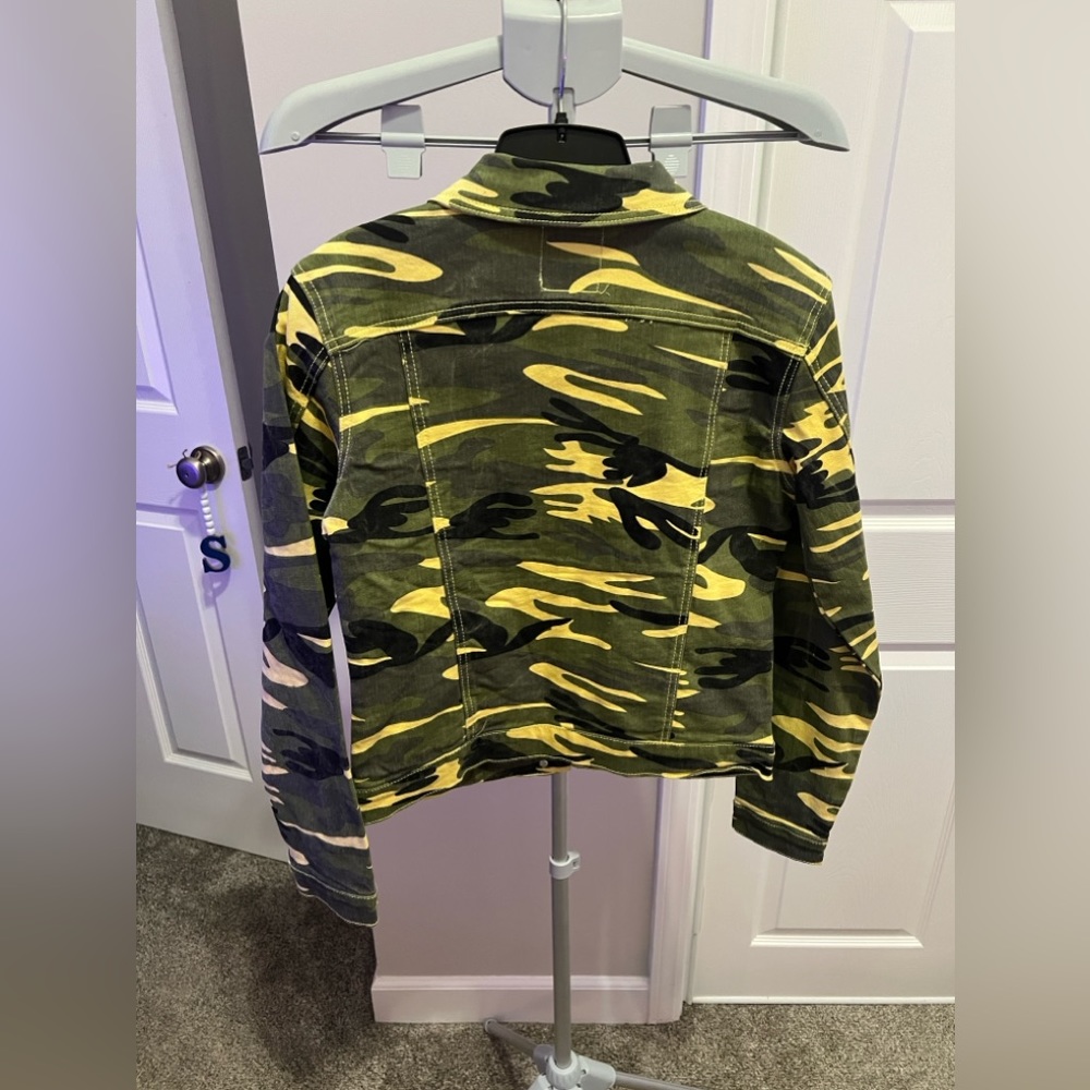 Blue Topic Yellow & Green Camo Denim Jacket & Matching Pants Size Small-… - Picture 8 of 13